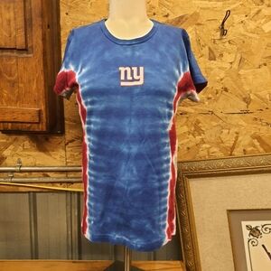 NFL NY Giants Red White Blue Stretch Womens XL Top Tee Shirt Tie Dye